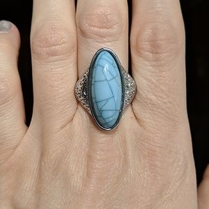 Turqoise silver tone ring size 9
